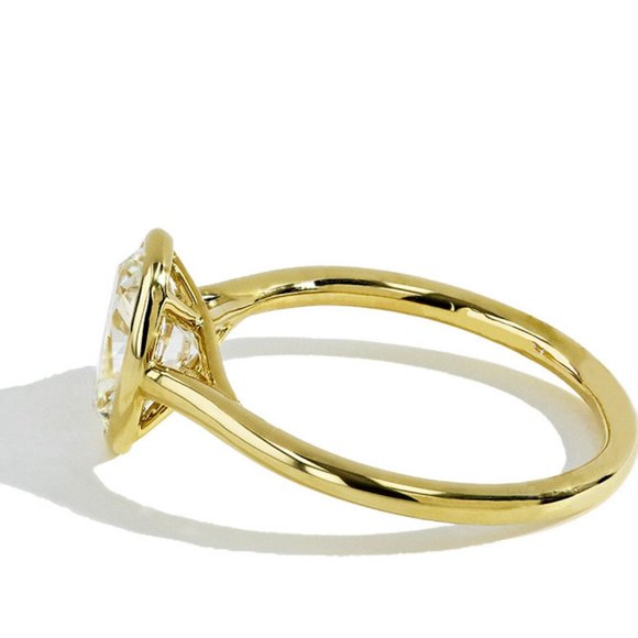 2CT Bezel Set Oval Moissanite Solitaire Engagement Ring - Picture 2 of 3